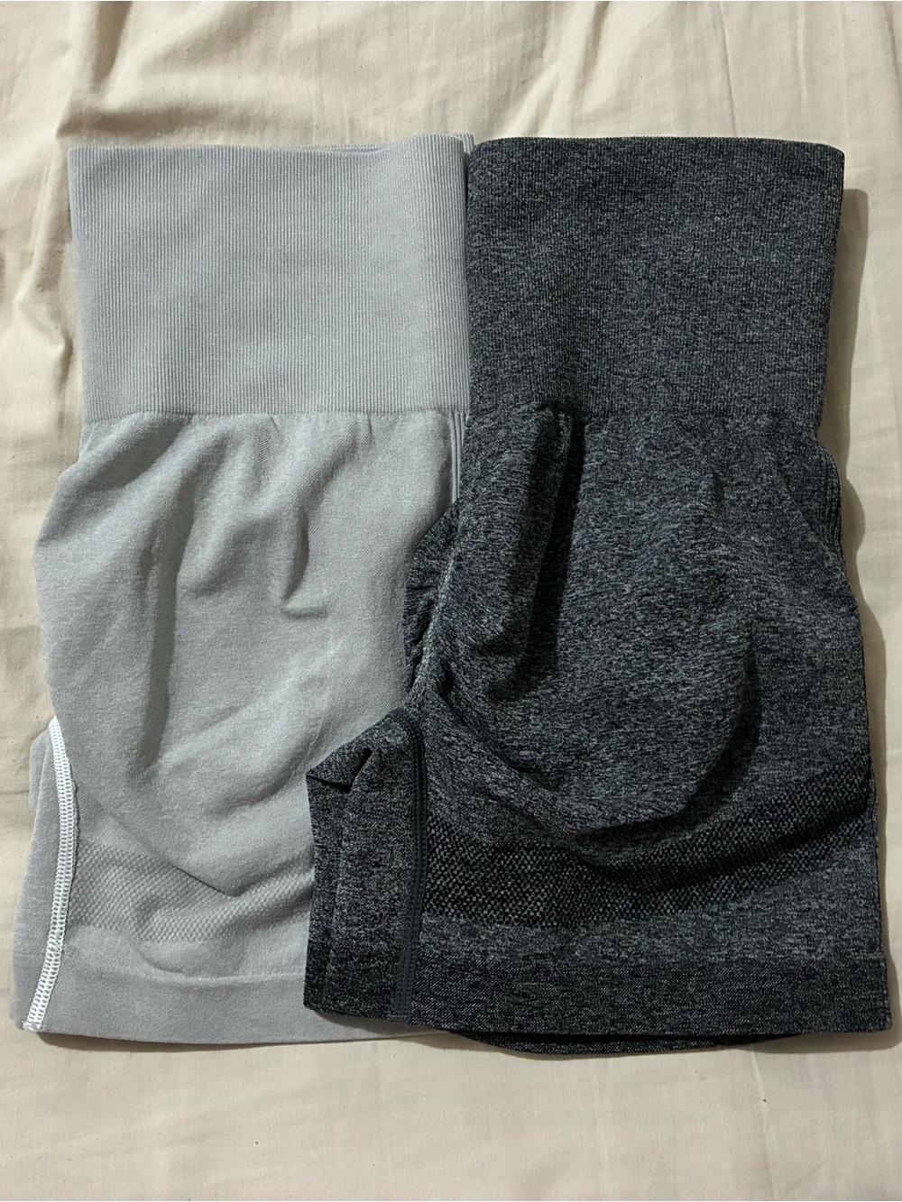 Women's High-Waist Athletic Shorts - Light Gray & Charcoal